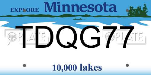 TDQG77 Minnesota License Plate