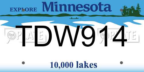 TDW914 Minnesota License Plate