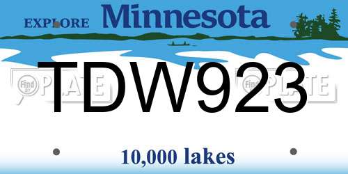 TDW923 Minnesota License Plate