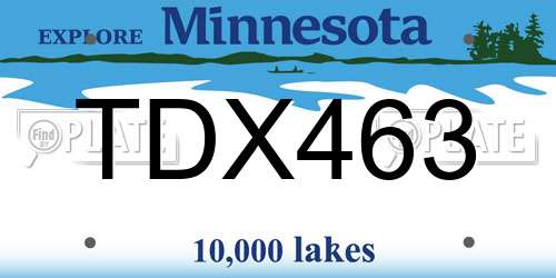 TDX463 Minnesota License Plate