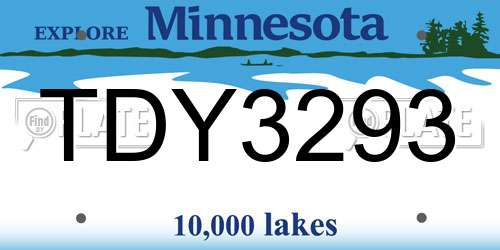 TDY3293 Minnesota License Plate