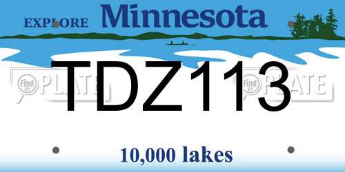 TDZ113 Minnesota License Plate
