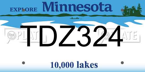 TDZ324 Minnesota License Plate