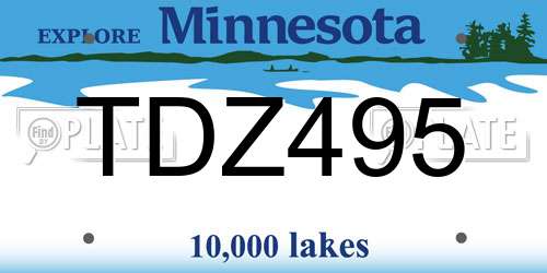 TDZ495 Minnesota License Plate