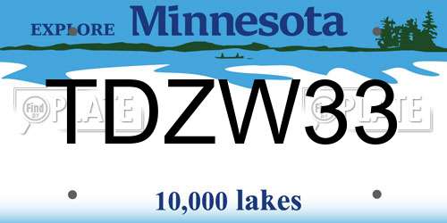TDZW33 Minnesota License Plate