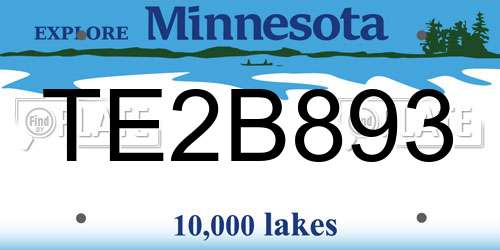 TE2B893 Minnesota License Plate