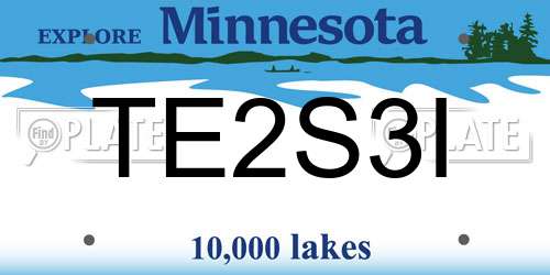 TE2S3I Minnesota License Plate