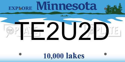 TE2U2D Minnesota License Plate