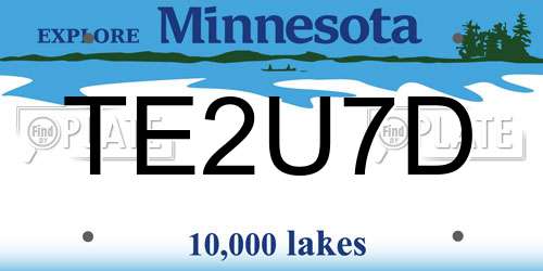 TE2U7D Minnesota License Plate
