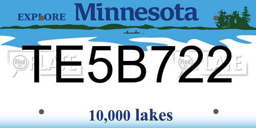 TE5B722 Minnesota License Plate