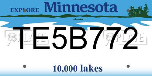 TE5B772 Minnesota License Plate