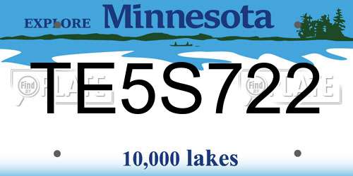 TE5S722 Minnesota License Plate