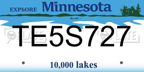 TE5S727 Minnesota License Plate