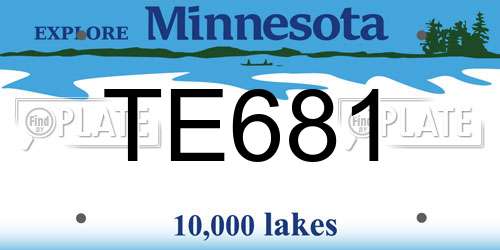 TE681 Minnesota License Plate