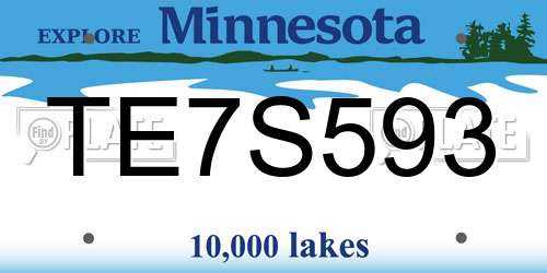 TE7S593 Minnesota License Plate