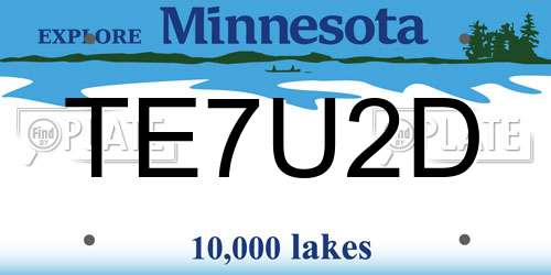TE7U2D Minnesota License Plate