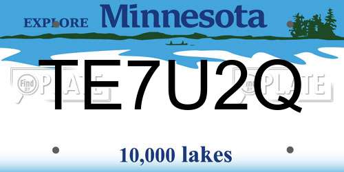 TE7U2Q Minnesota License Plate