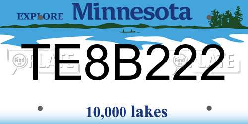 TE8B222 Minnesota License Plate
