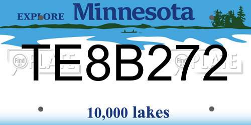 TE8B272 Minnesota License Plate