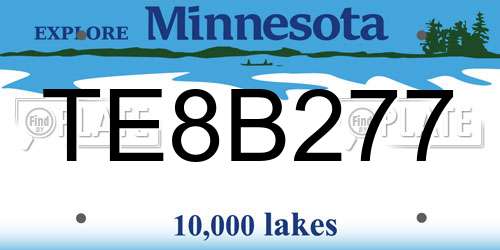 TE8B277 Minnesota License Plate