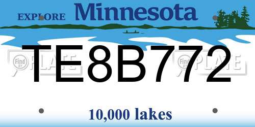 TE8B772 Minnesota License Plate