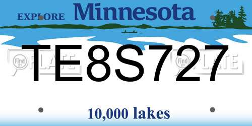 TE8S727 Minnesota License Plate