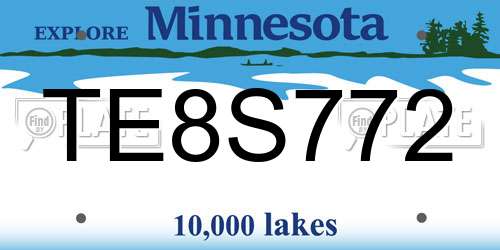 TE8S772 Minnesota License Plate