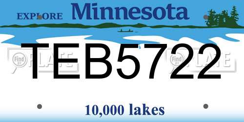 TEB5722 Minnesota License Plate