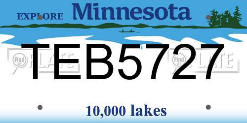 TEB5727 Minnesota License Plate