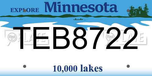 TEB8722 Minnesota License Plate
