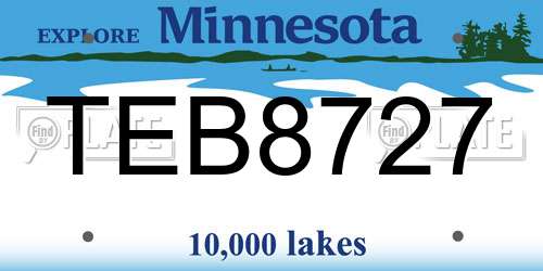 TEB8727 Minnesota License Plate