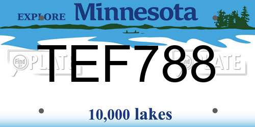 TEF788 Minnesota License Plate