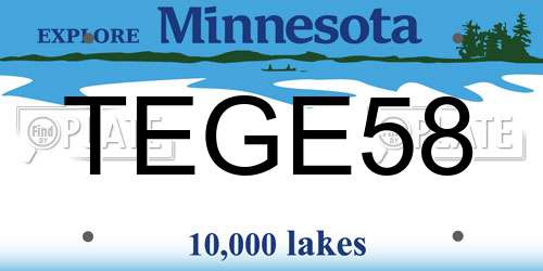 TEGE58 Minnesota License Plate