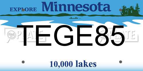 TEGE85 Minnesota License Plate