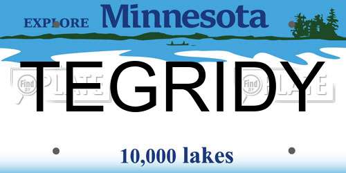TEGRIDY Minnesota License Plate