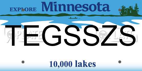TEGSSZS Minnesota License Plate