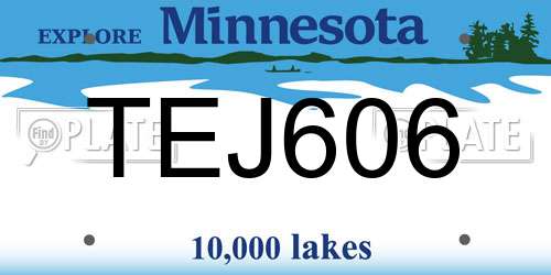 TEJ606 Minnesota License Plate