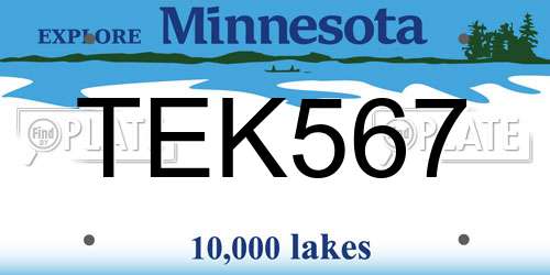 TEK567 Minnesota License Plate