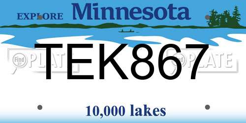 TEK867 Minnesota License Plate