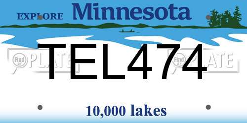 TEL474 Minnesota License Plate