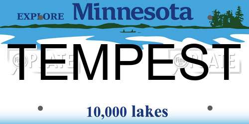 TEMPEST Minnesota License Plate