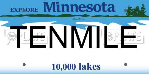 TENMILE Minnesota License Plate
