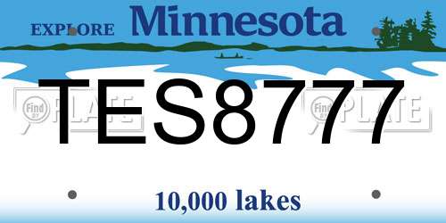 TES8777 Minnesota License Plate