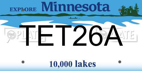 TET26A Minnesota License Plate