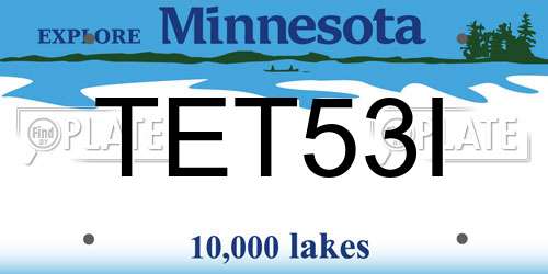 TET53I Minnesota License Plate