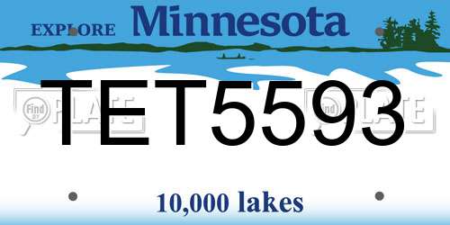 TET5593 Minnesota License Plate