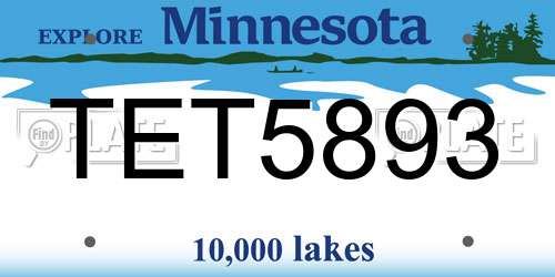 TET5893 Minnesota License Plate