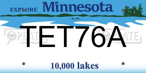TET76A Minnesota License Plate