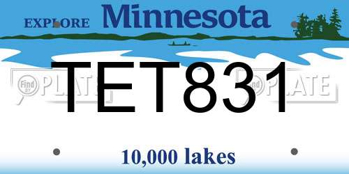 TET831 Minnesota License Plate