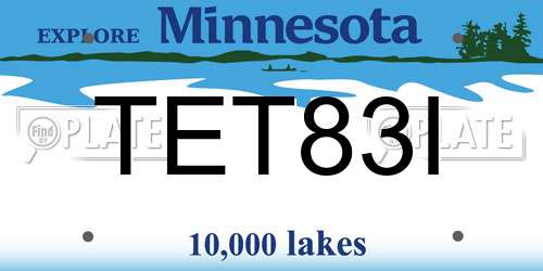 TET83I Minnesota License Plate